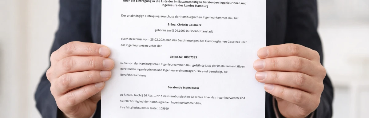 Urkunde der Hamburgischen Ingenieurkammer-Bau