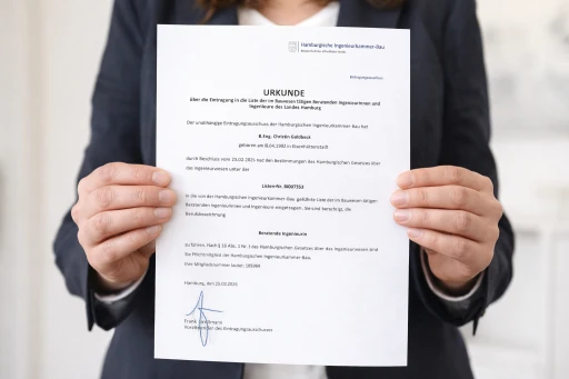 Urkunde der Hamburgischen Ingenieurkammer-Bau