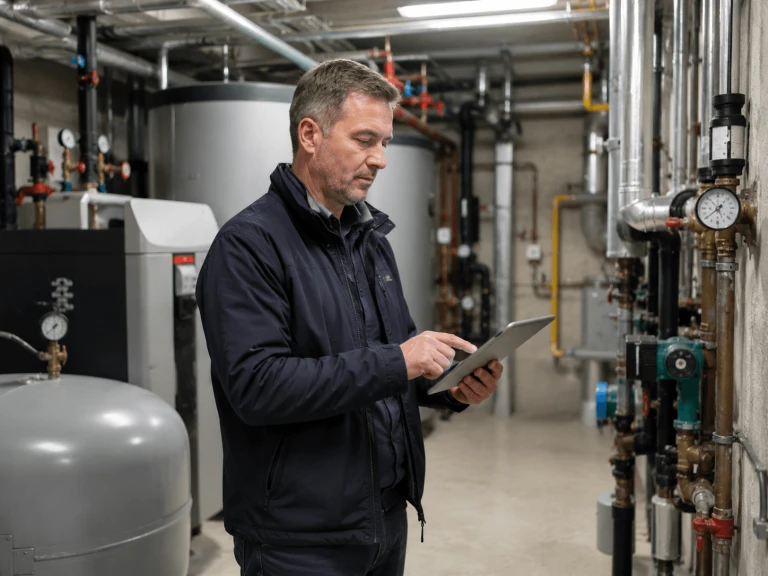 Energieberaterin bei der Vor-Ort-Begehung für das Energieaudit im Hotel