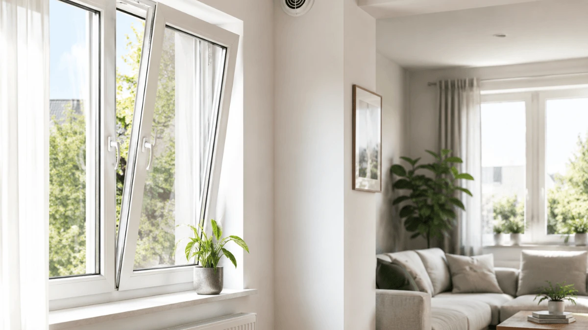 Luftqualität und Energieeffizienz: frische Raumluft in einem sanierten Wohnraum