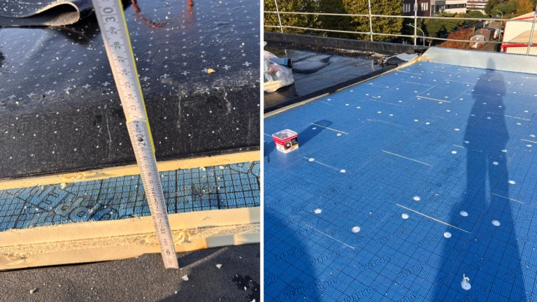 Vor-Ort-Begehung während der Flachdachsanierung zur Sichtprüfung in Hamburg Energy Buiding