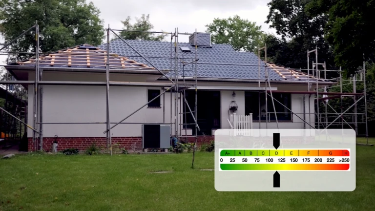 Ergebnis der Sanierungsmaßnahmen: Haus von der Energieeffizienzklasse H auf D saniert